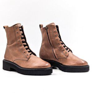 Paul Green Women Jean Taupe Nubuck Lace-up Festival Combat boots sz 8US AUS 5.5